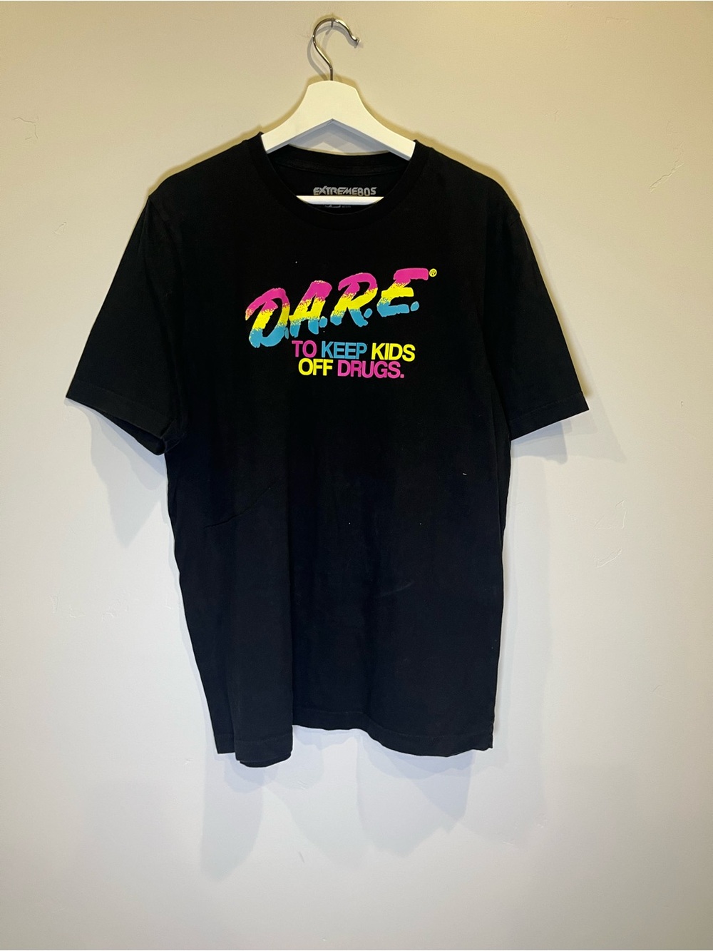 DARE Black Graphic Tee with Multicolor Logo